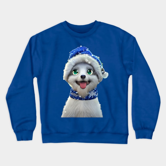 Cute anime dog with beanie Crewneck Sweatshirt by Stades